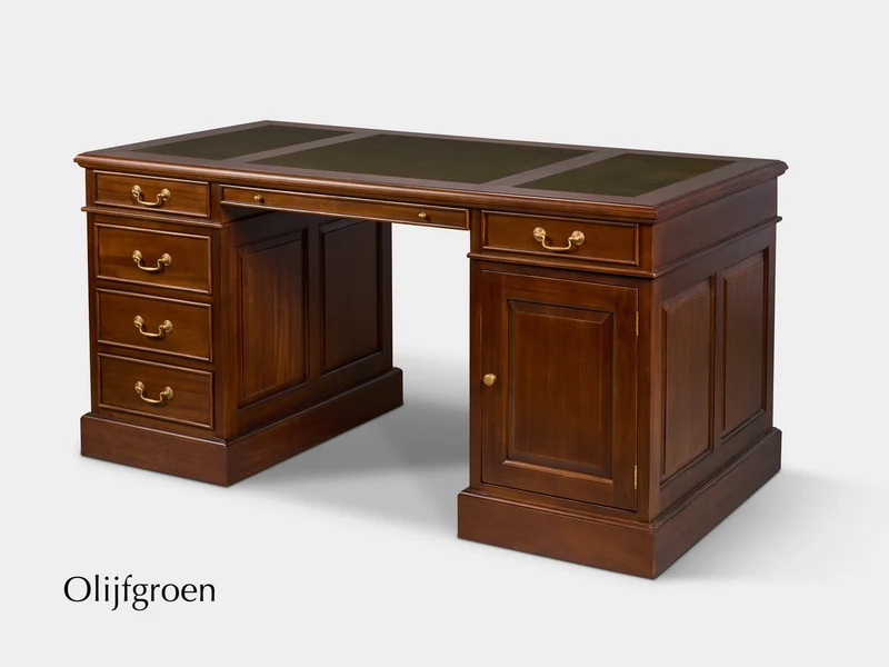 Regent 160x80 Amber, klassiek Engels bureau, massief mahoniehout
