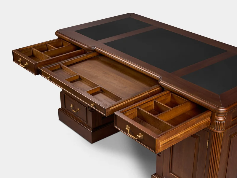 Pillar 160x80 Amber, klassiek Engels bureau, massief mahoniehout