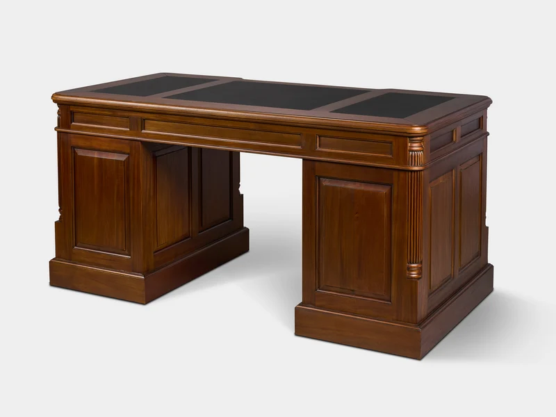Pillar 160x80 Amber, klassiek Engels bureau, massief mahoniehout