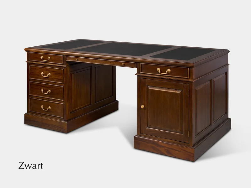 Regent 180x90 Walnoot, klassiek Engels bureau, massief mahoniehout