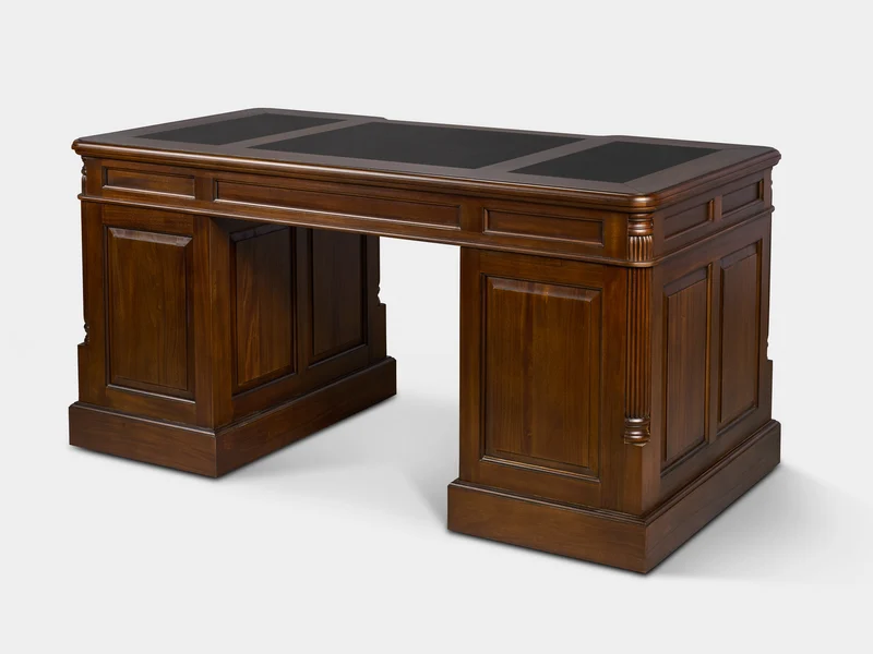 Pillar 160x80 Walnoot, klassiek Engels bureau, massief mahoniehout