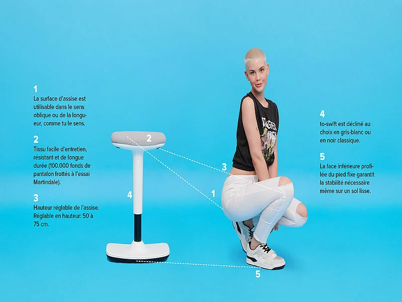 Tabouret assis debout ergonomique Swift