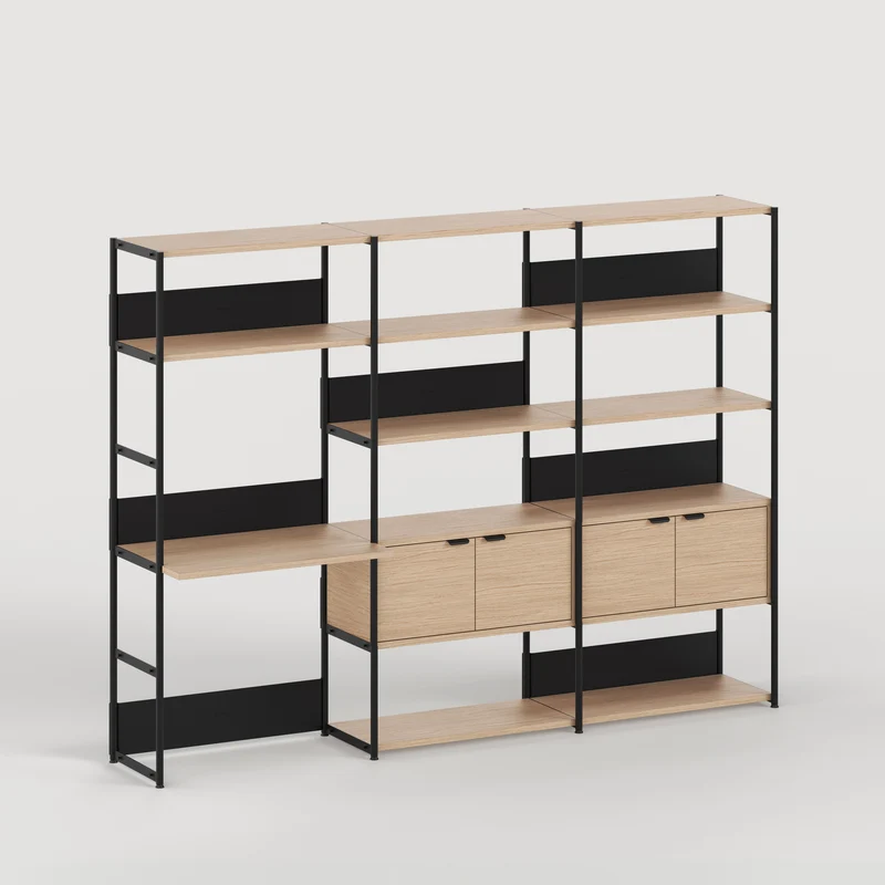 Etagère bureau UNIT - H180 à 215 x L244cm - bois éco-certifié