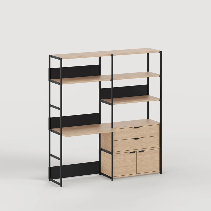 Etagère bureau UNIT - H180 à 215 x L164cm - bois éco-certifié