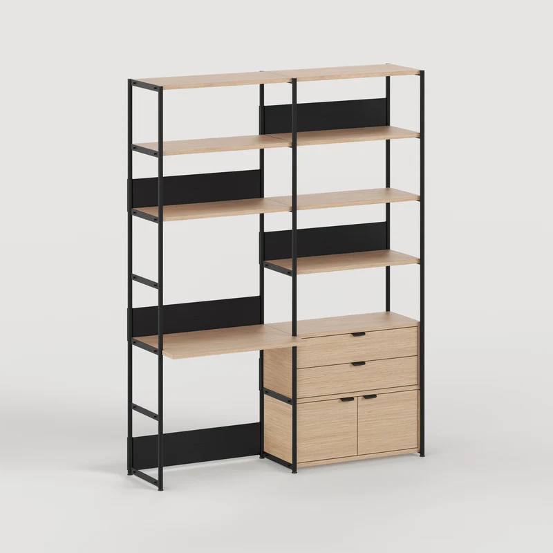 Etagère bureau UNIT - H180 à 215 x L164cm - bois éco-certifié