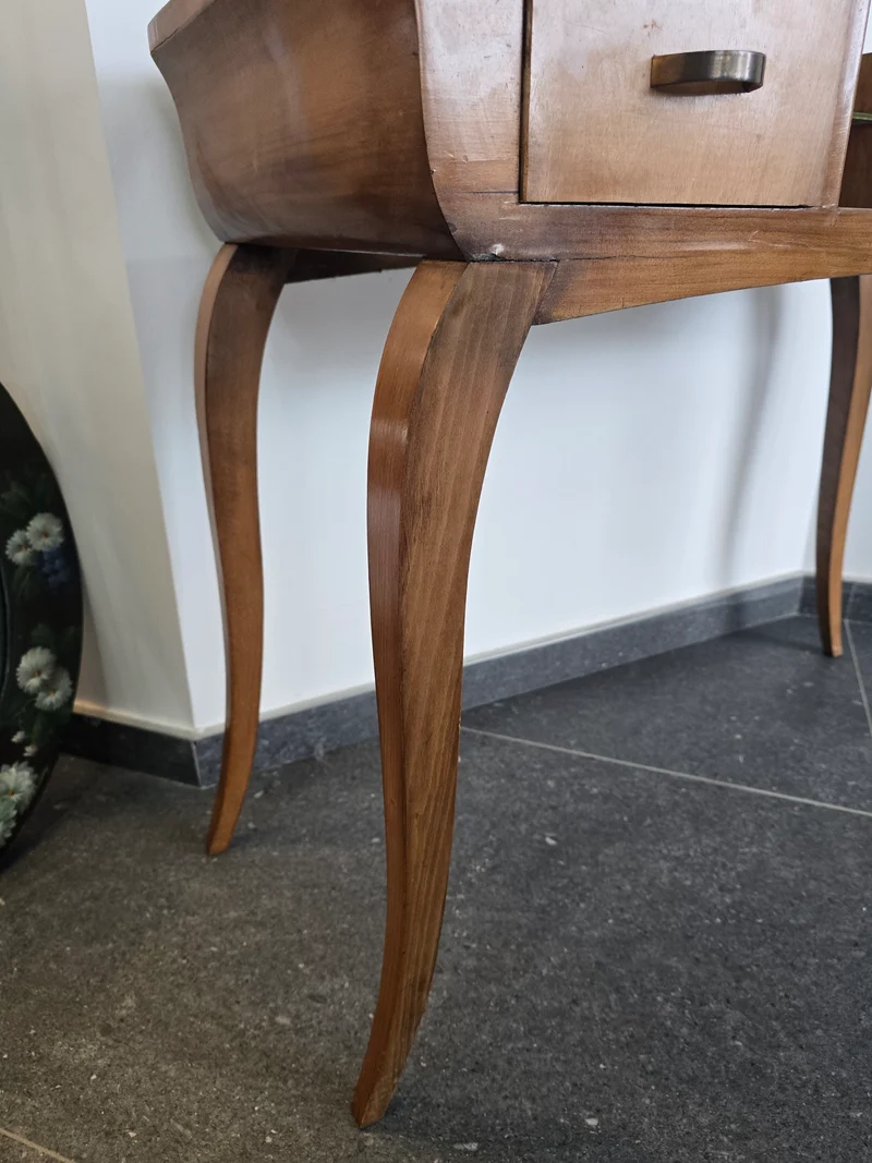 Coiffeuse vintage en bois avec miroir – style années 1950