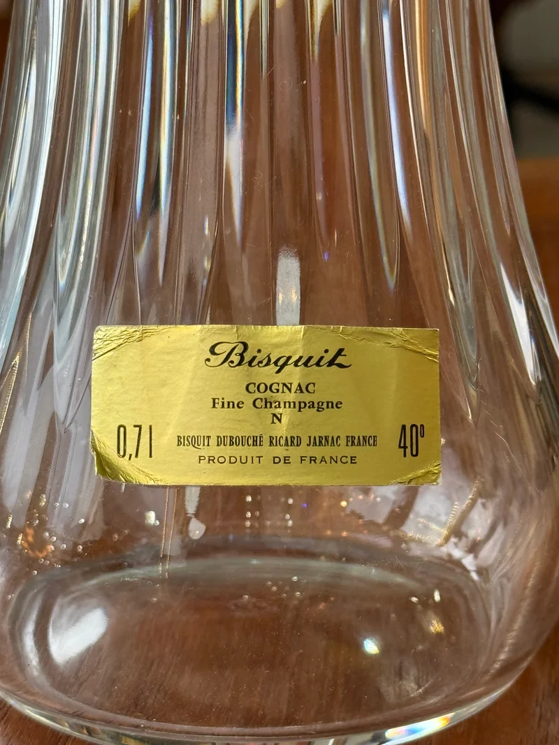 Carafe en cristal Baccarat pour Cognac Bisquit Fine Champagne – 26 cm – Modèle à côtes verticales