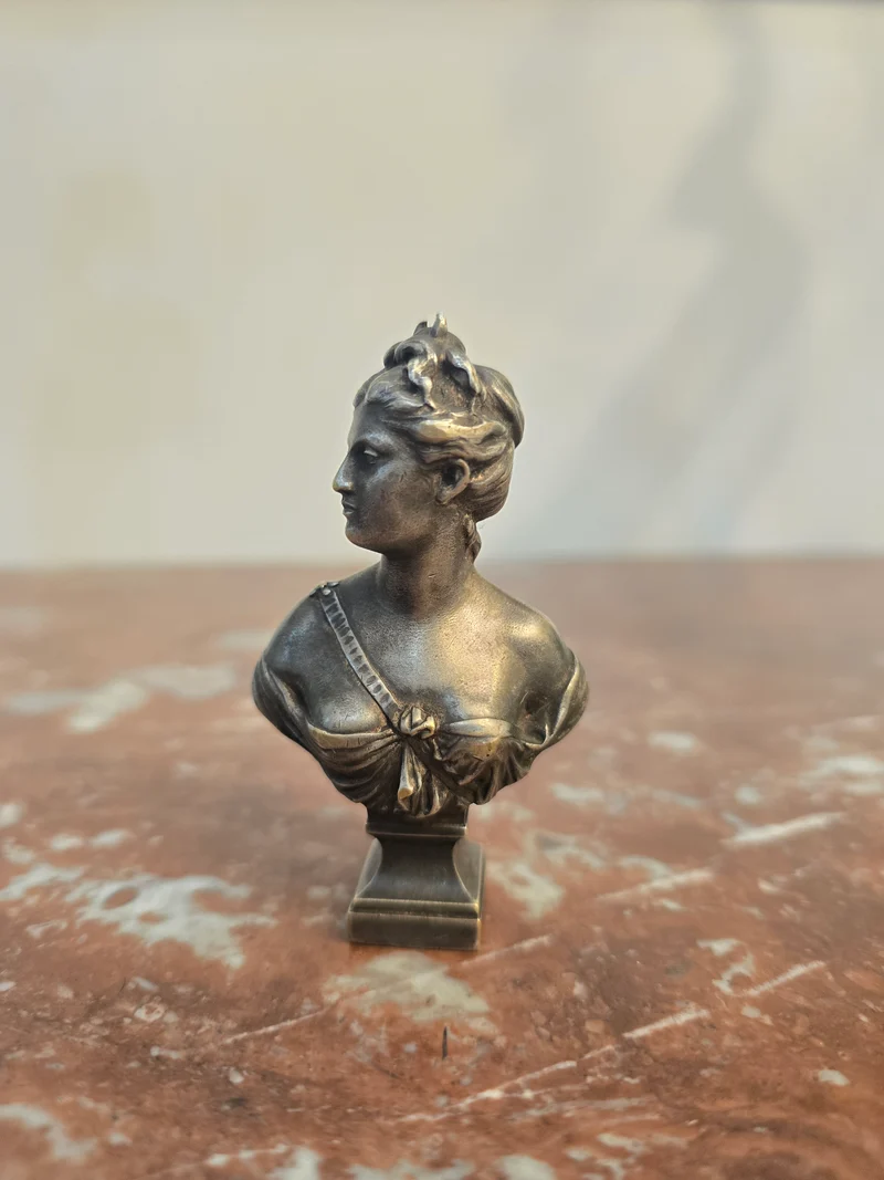 Sceau en bronze argenté - signé houdon - Buste de Diane - Fonderie Susse Frères Paris XIXe siècle