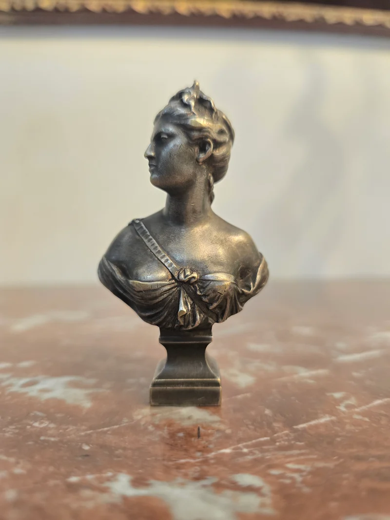 Sceau en bronze argenté - signé houdon - Buste de Diane - Fonderie Susse Frères Paris XIXe siècle