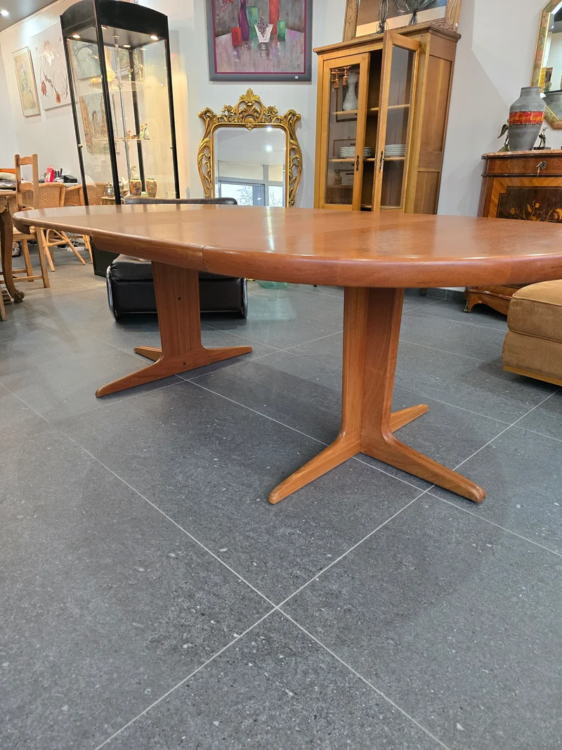 Table ronde extensible en teck – Design scandinave vintage – Ø120 cm + 2 rallonges