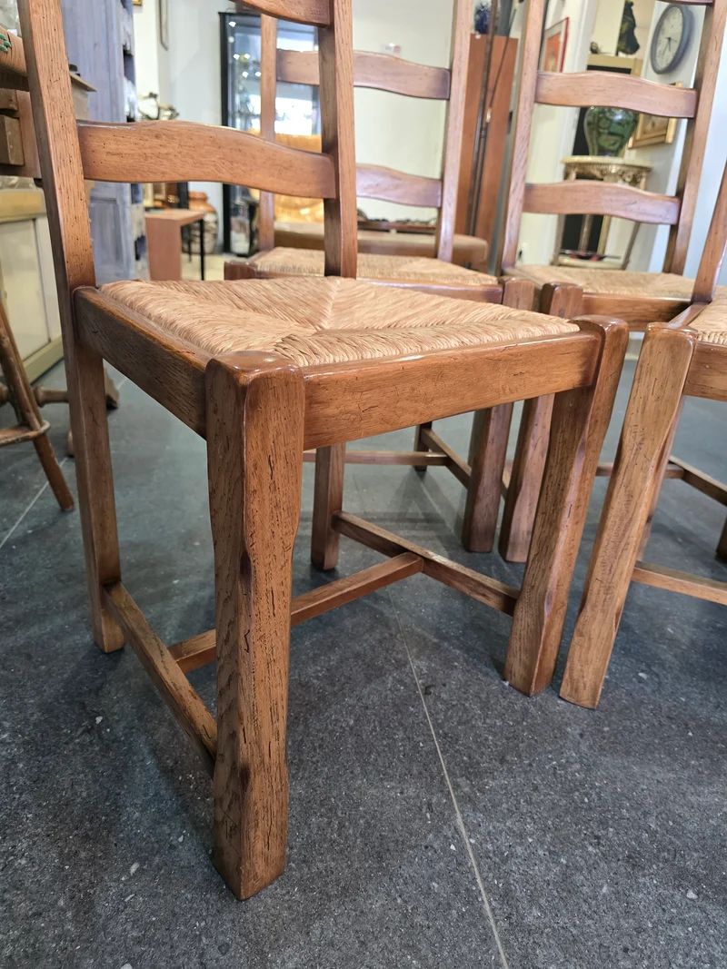 Lot de 4 chaises en bois et paille – Style rustique chic