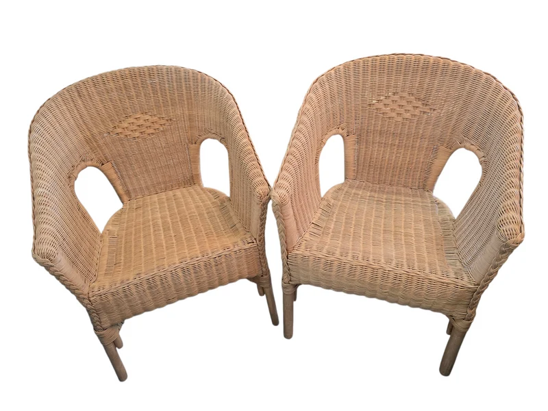 Paire de fauteuils en rotin tressé – Vintage