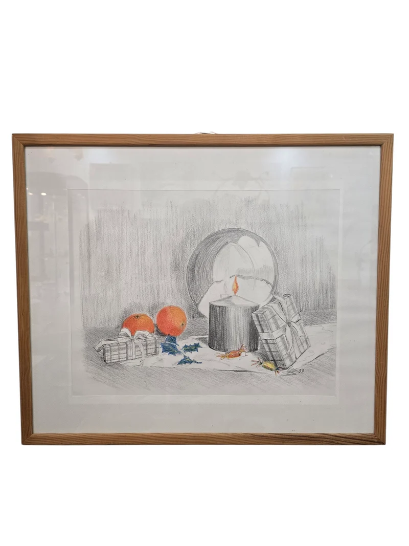 Œuvre dessinée encadrée (60 × 48 cm)