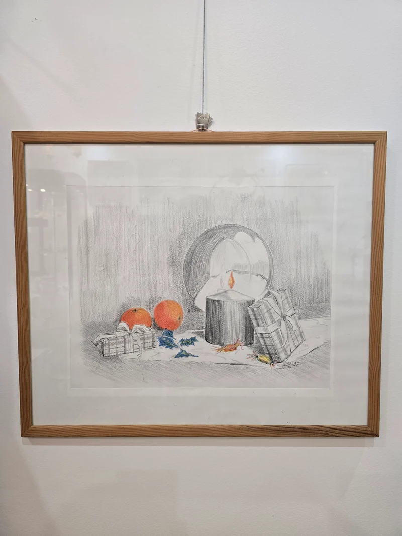 Œuvre dessinée encadrée (60 × 48 cm)