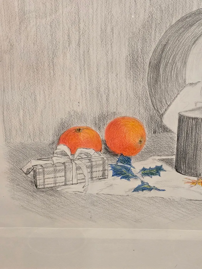 Œuvre dessinée encadrée (60 × 48 cm)