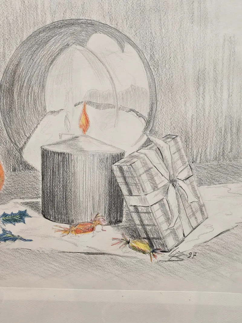 Œuvre dessinée encadrée (60 × 48 cm)