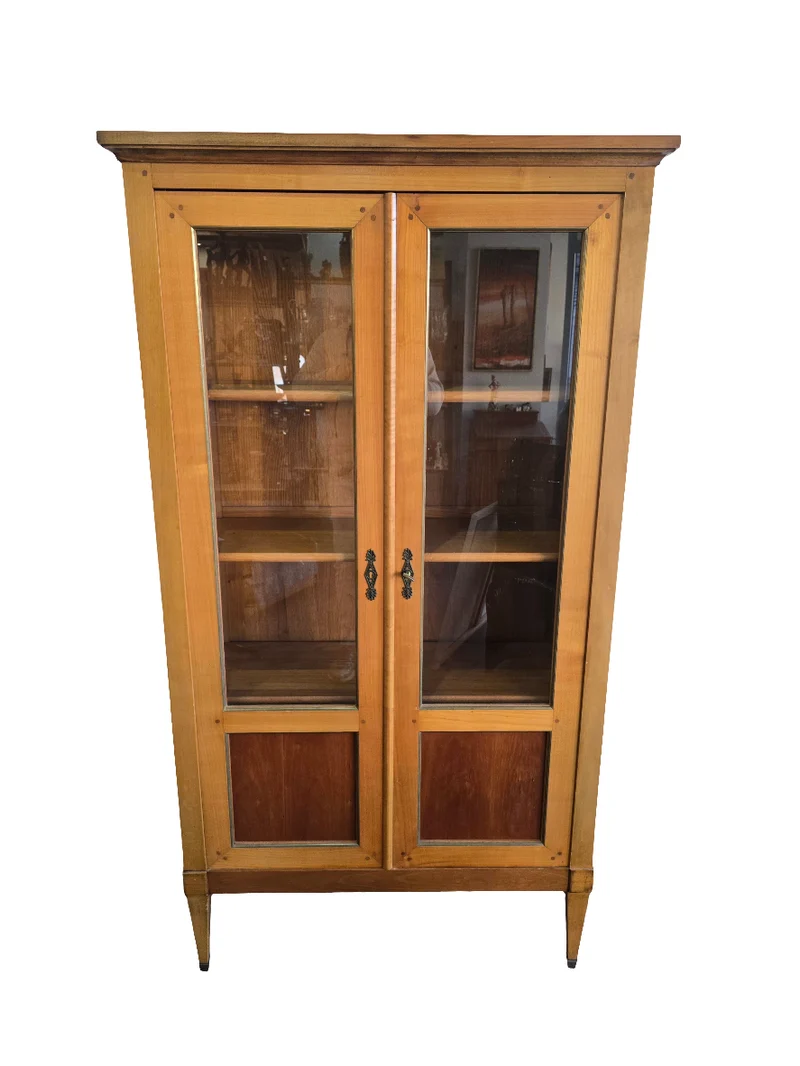 Vitrine / Bibliothèque vintage bois et verre
