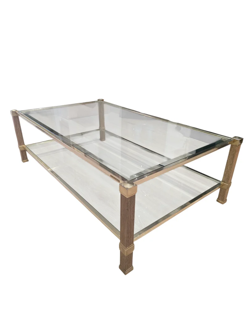 Table basse Pierre Vandel- laiton et verre