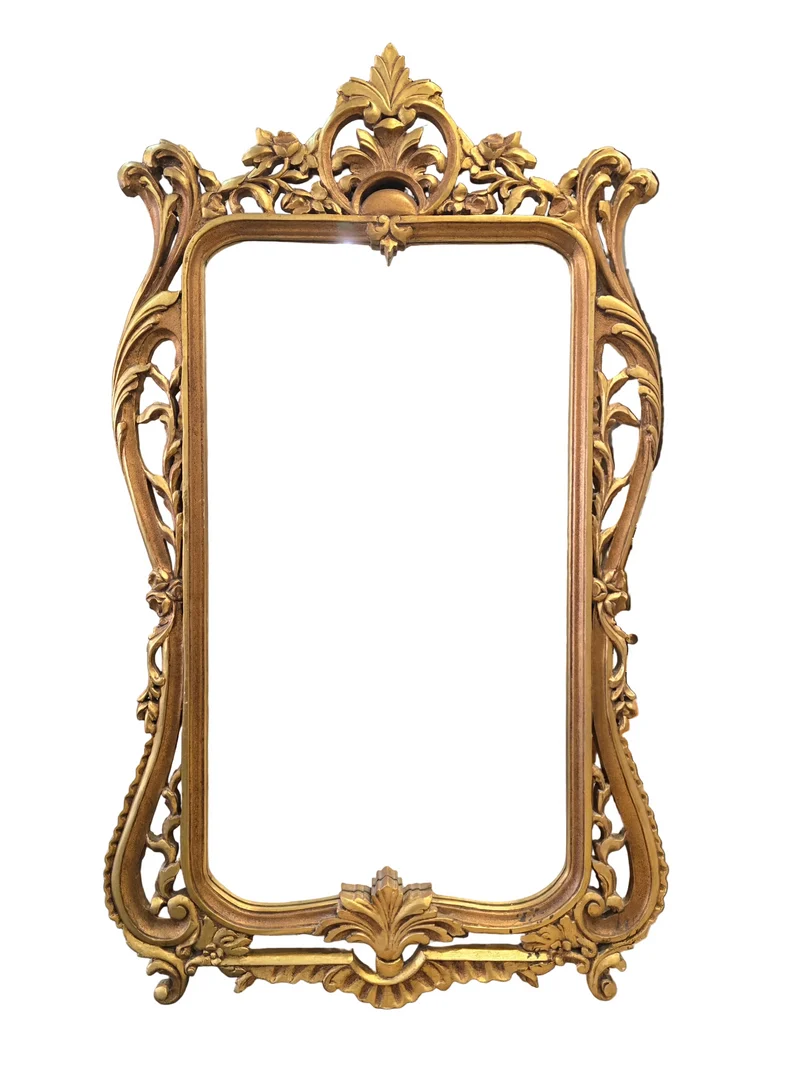 Grand miroir ancien en bois sculpté et doré (1m52)– Style Louis XV