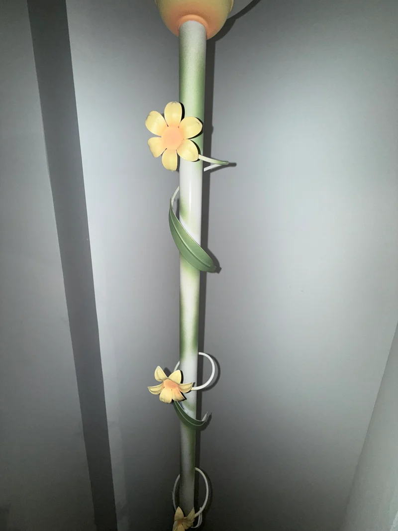 Lampadaire décoratif floral en verre marbré – Style Art Nouveau – Années 1980/1990
