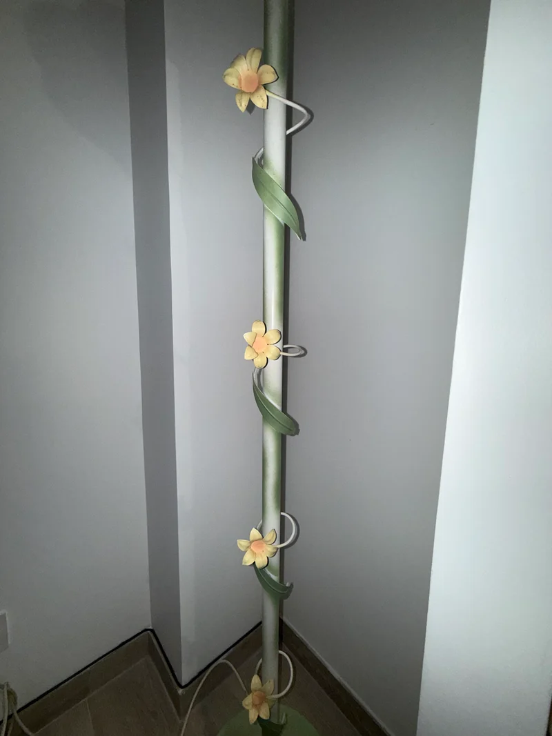 Lampadaire décoratif floral en verre marbré – Style Art Nouveau – Années 1980/1990