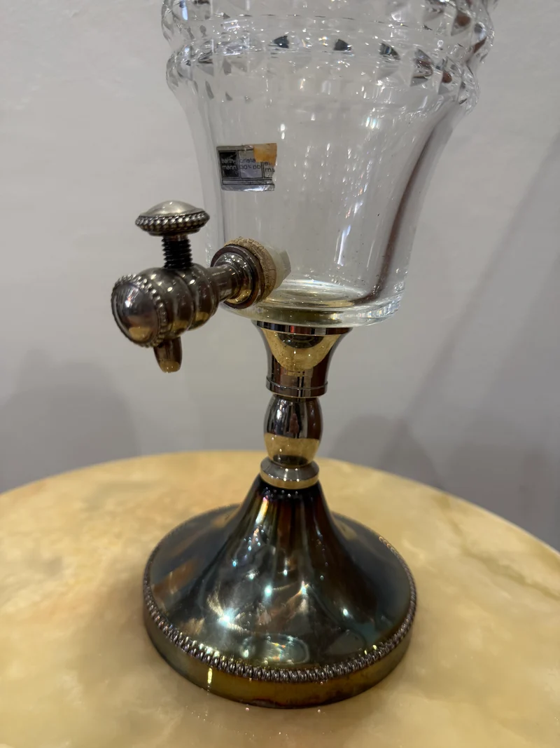 Fontaine à absinthe en cristal taillé et métal argenté – Barthmann