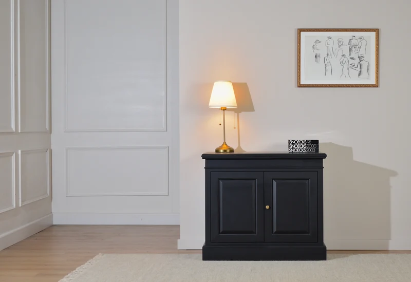 Sidetable Gesloten Zwart Gouden grepen