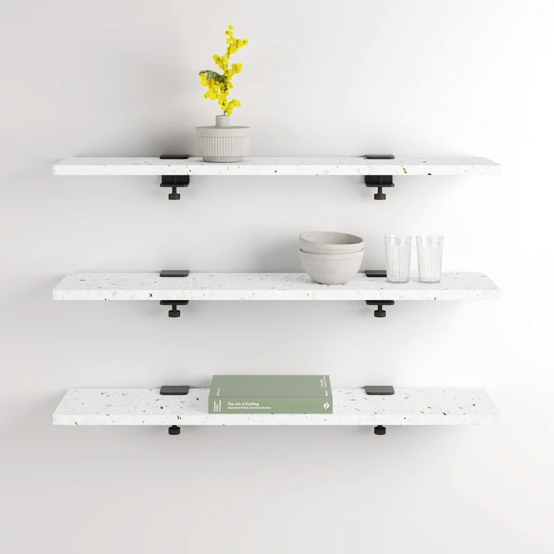 Lot de 3 étagères murales BRACKET - plastique recyclé Venezia - 60 à 150cm