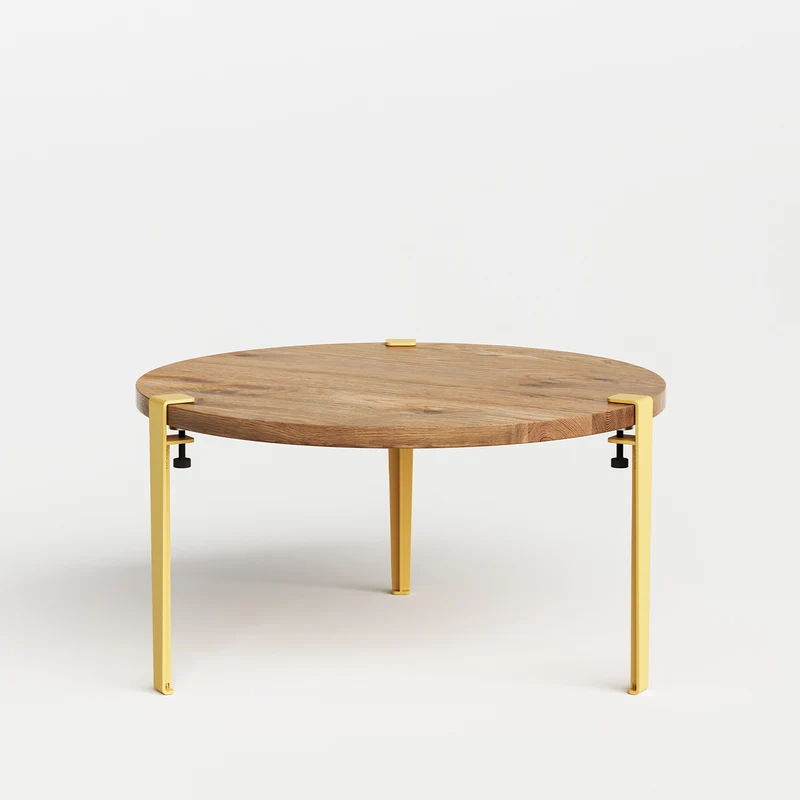 Table basse ronde TIPTOE Ø 80cm - bois ancien recyclé