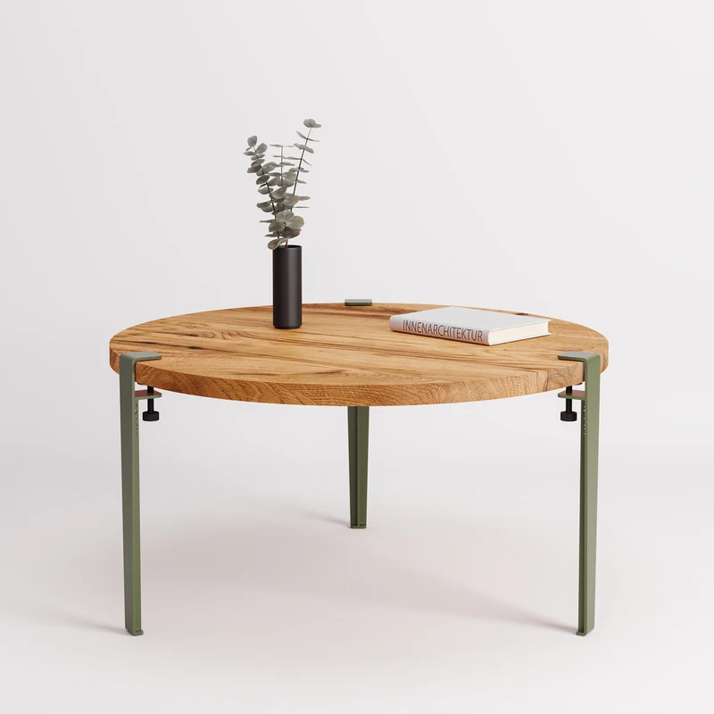Table basse ronde TIPTOE Ø 80cm - bois ancien recyclé