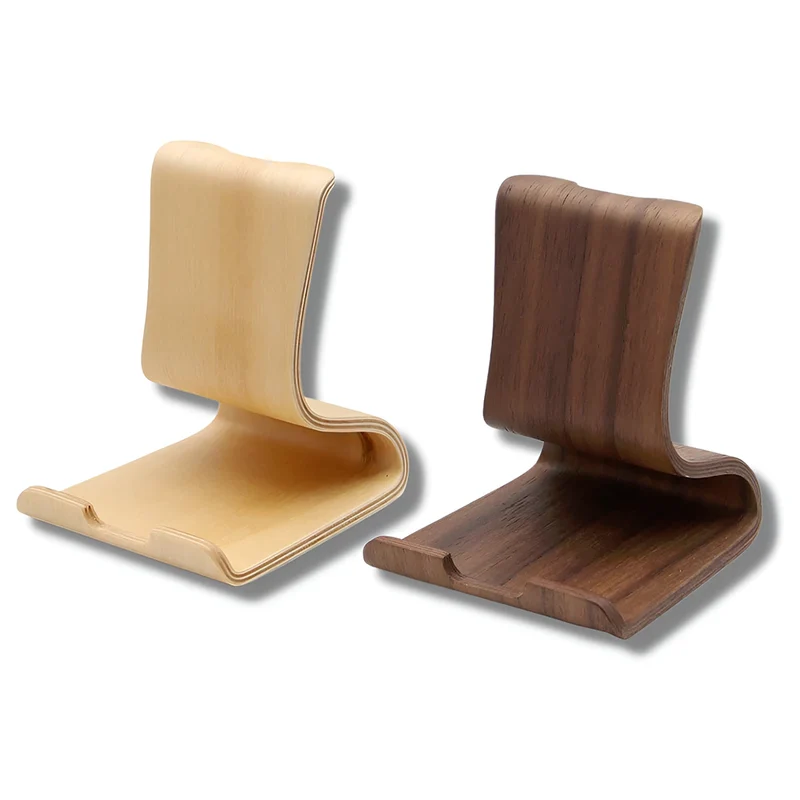 Support Telephone en Bois incurvé