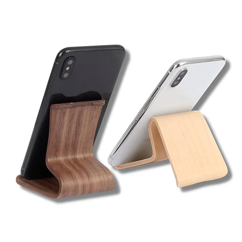 Support Telephone en Bois incurvé