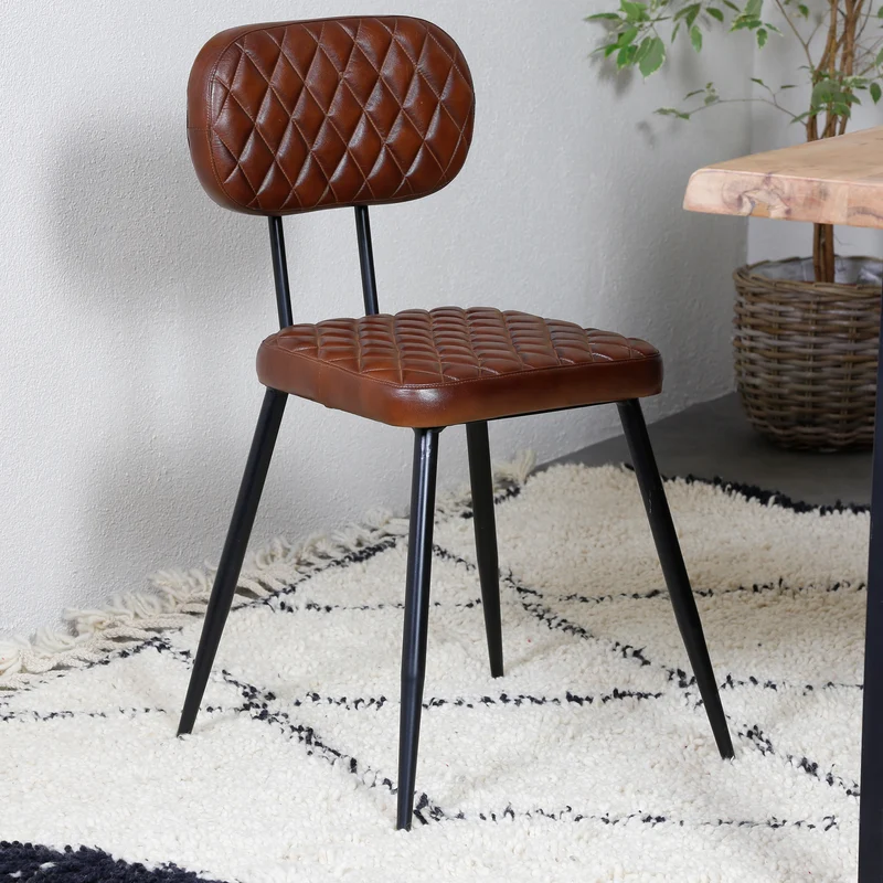 Chaises de salle à manger en cuir marron