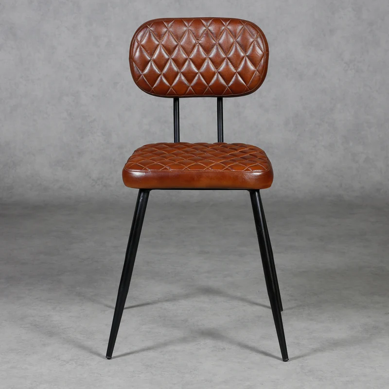 Chaises de salle à manger en cuir marron