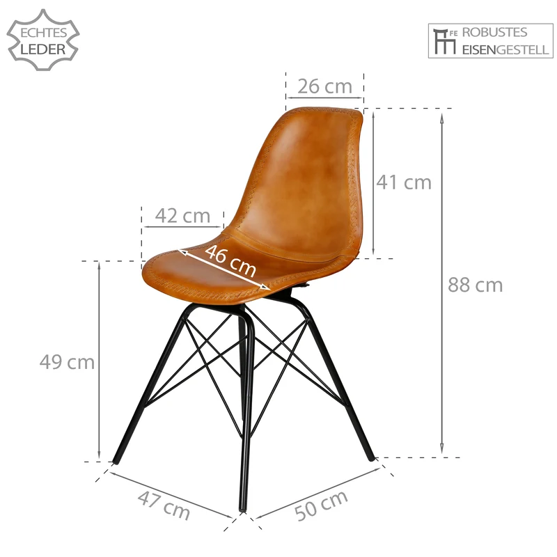 Chaise de salle à manger cuir cognac