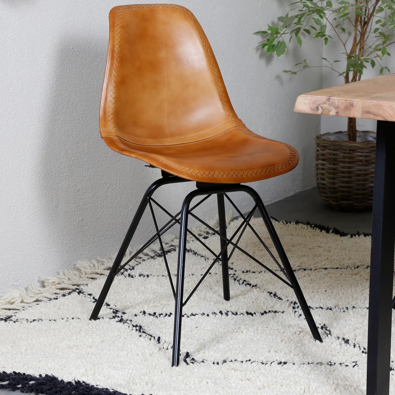 Chaise de salle à manger cuir cognac