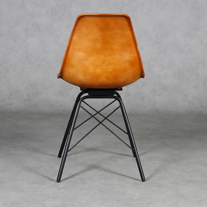 Chaise de salle à manger cuir cognac