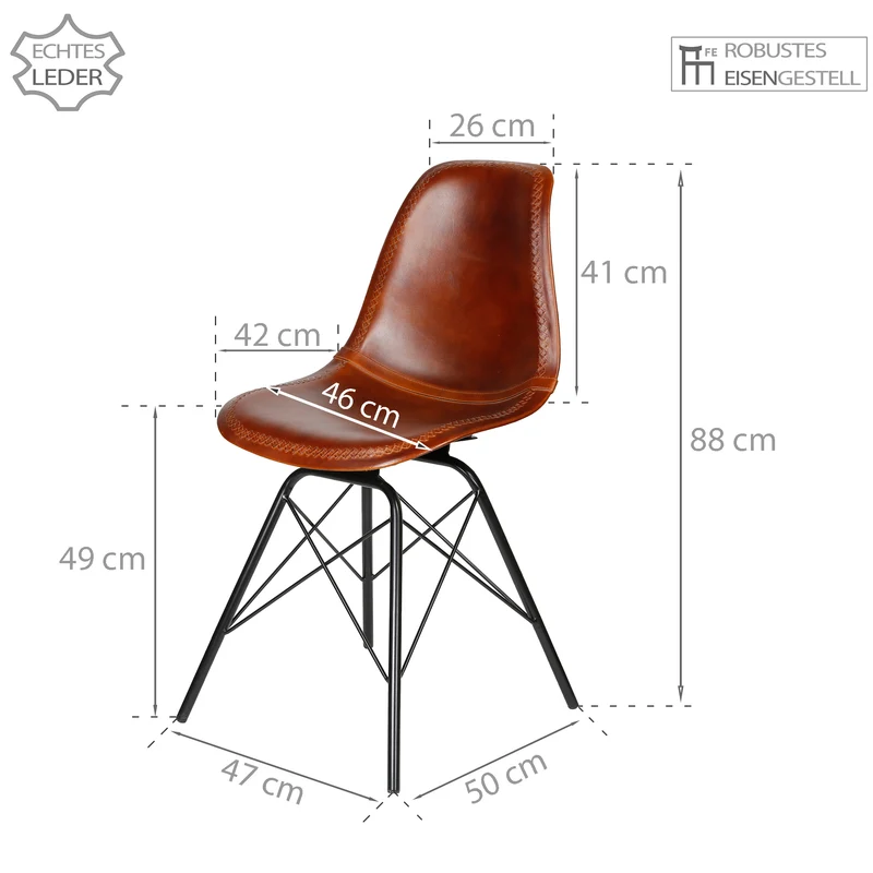 Chaise de salle à manger en cuir marron
