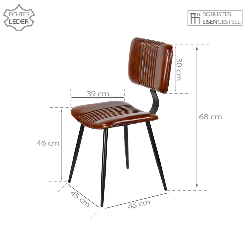 Chaises de salle à manger en cuir marron