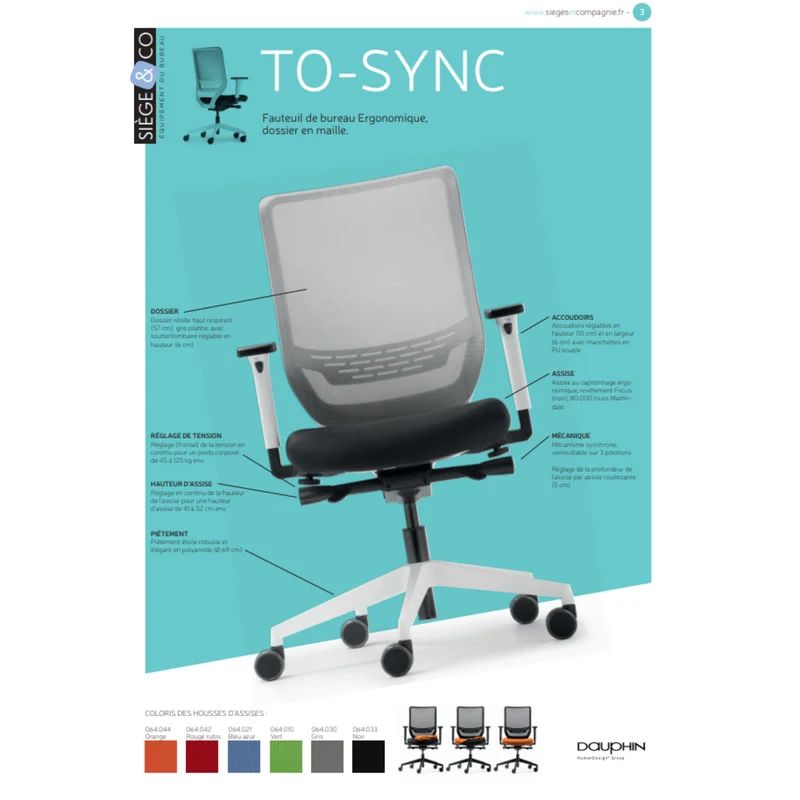 Siège ergonomique To Sync - PRO WHITE