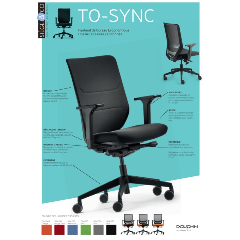 Siège ergonomique To Sync - PRO Capitonné
