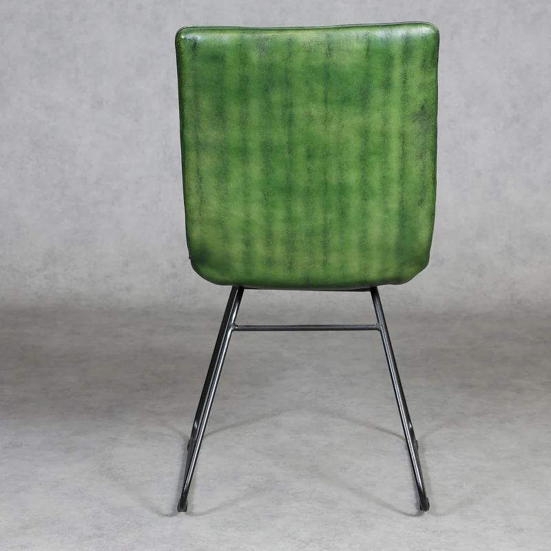 Chaise de salle à manger en cuir vert