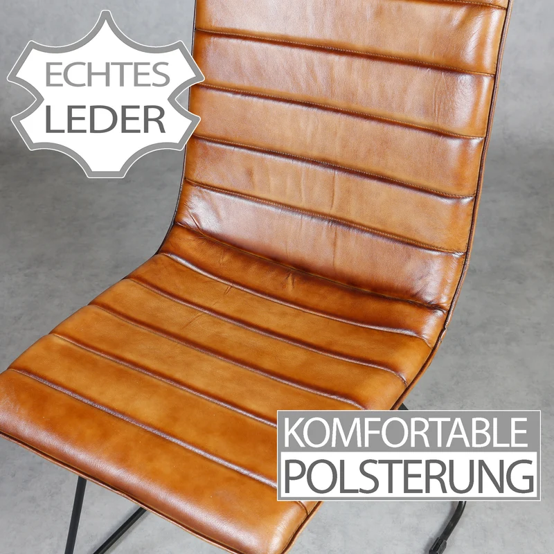 Chaise de salle à manger en cuir marron