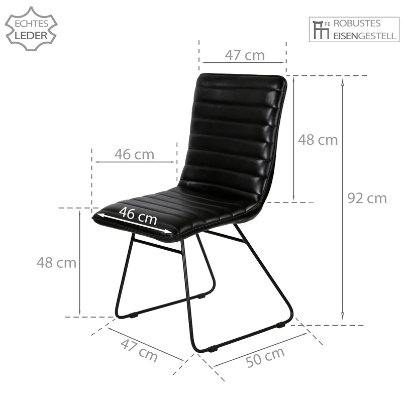 Chaise de salle à manger en cuir noir
