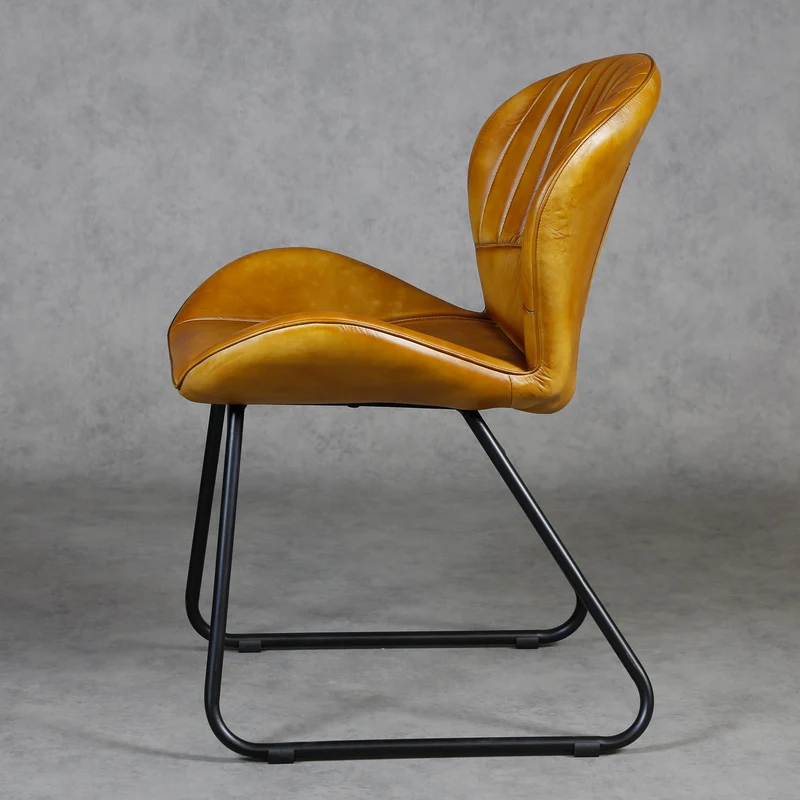 Chaise de salle à manger cuir marron cognac