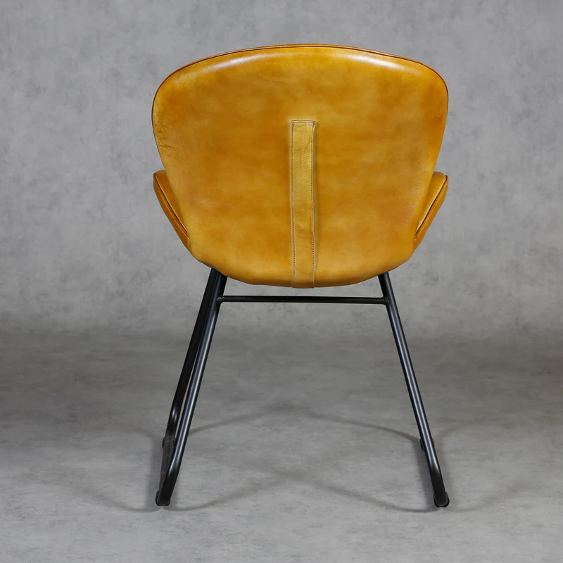 Chaise de salle à manger cuir marron cognac