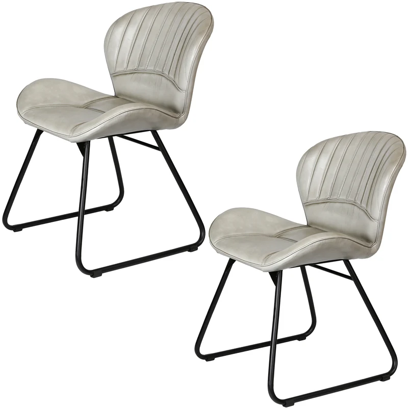 Chaise en cuir gris clair