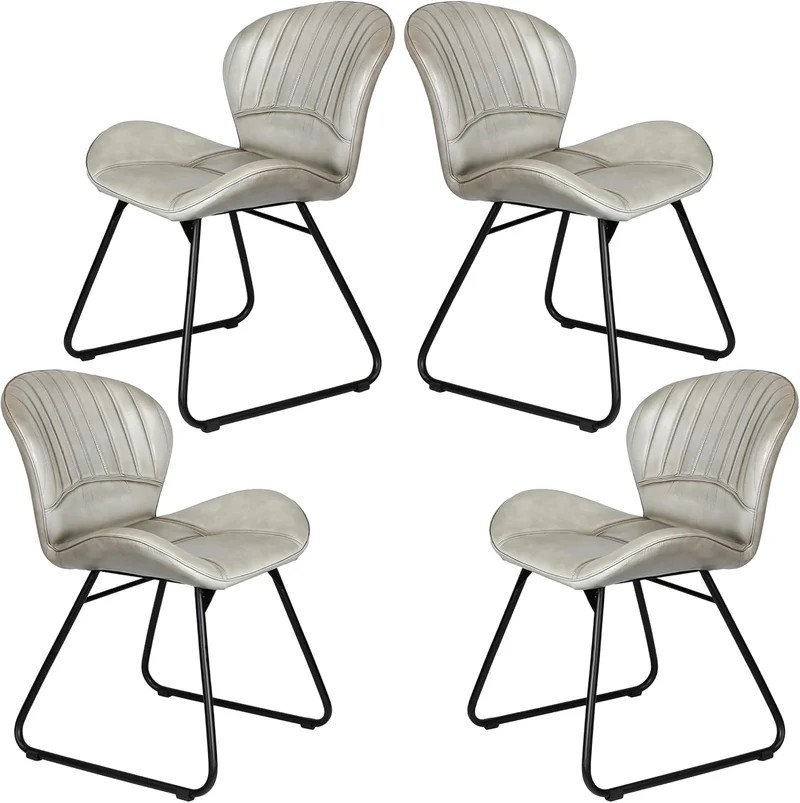 Chaise en cuir gris clair