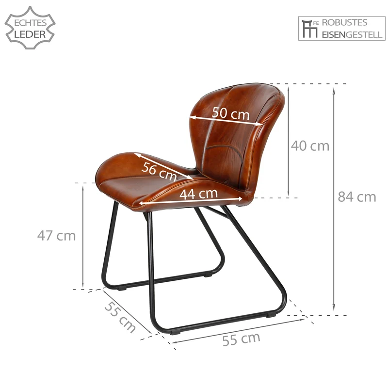 Chaise en cuir rouge-marron