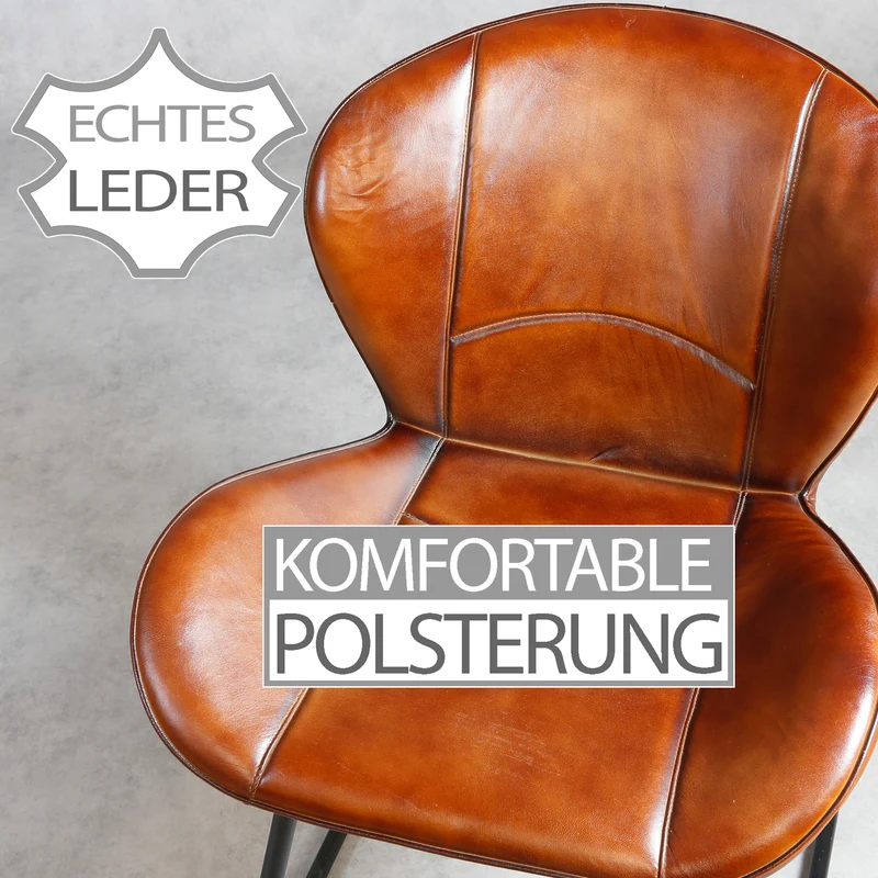 Chaise en cuir rouge-marron